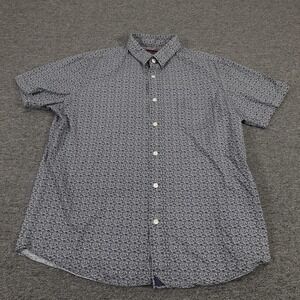 UNTUCKit Shirt Mens Large Blue Geometric Short Sleeve Button Down Slim Fit